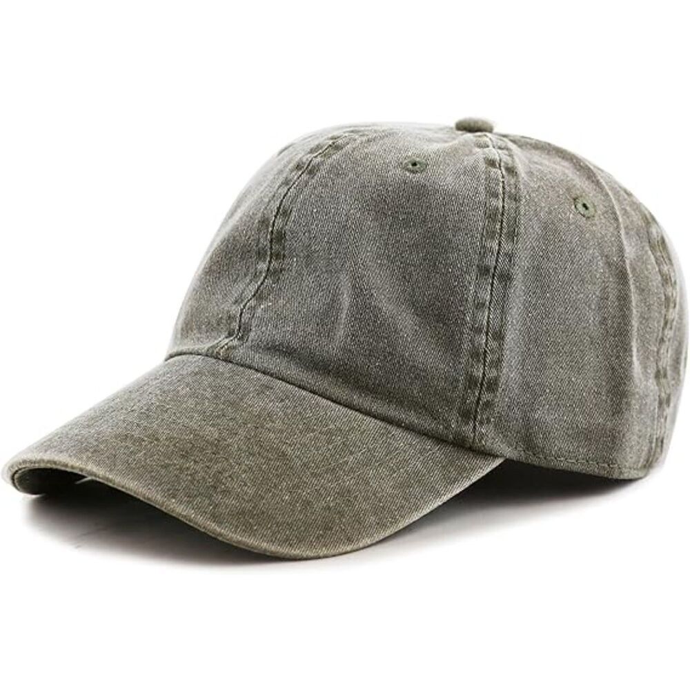 Unisex Olive 100% Cotton Pigment Adjustable Size Classic Baseball Six Panel Cap